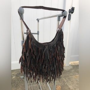 Lucky Brand Brown Suede Fringe Handbag